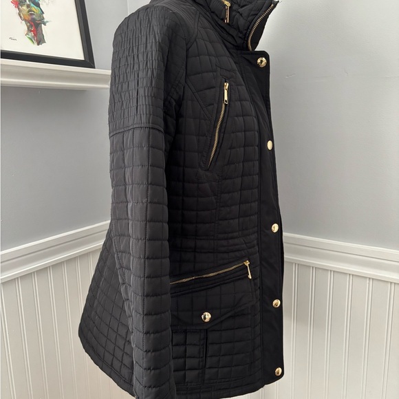 Michael Kors Quilted Jacket Black Sz S Slim fit gold tone - Picture 5 of 10